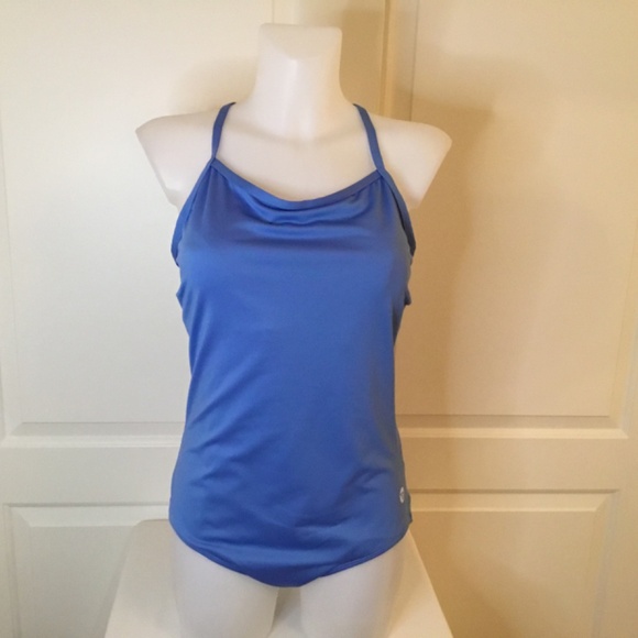 Women's Sky Blue Athletic Training One Piece Bathing Suit - Picture 5 of 9